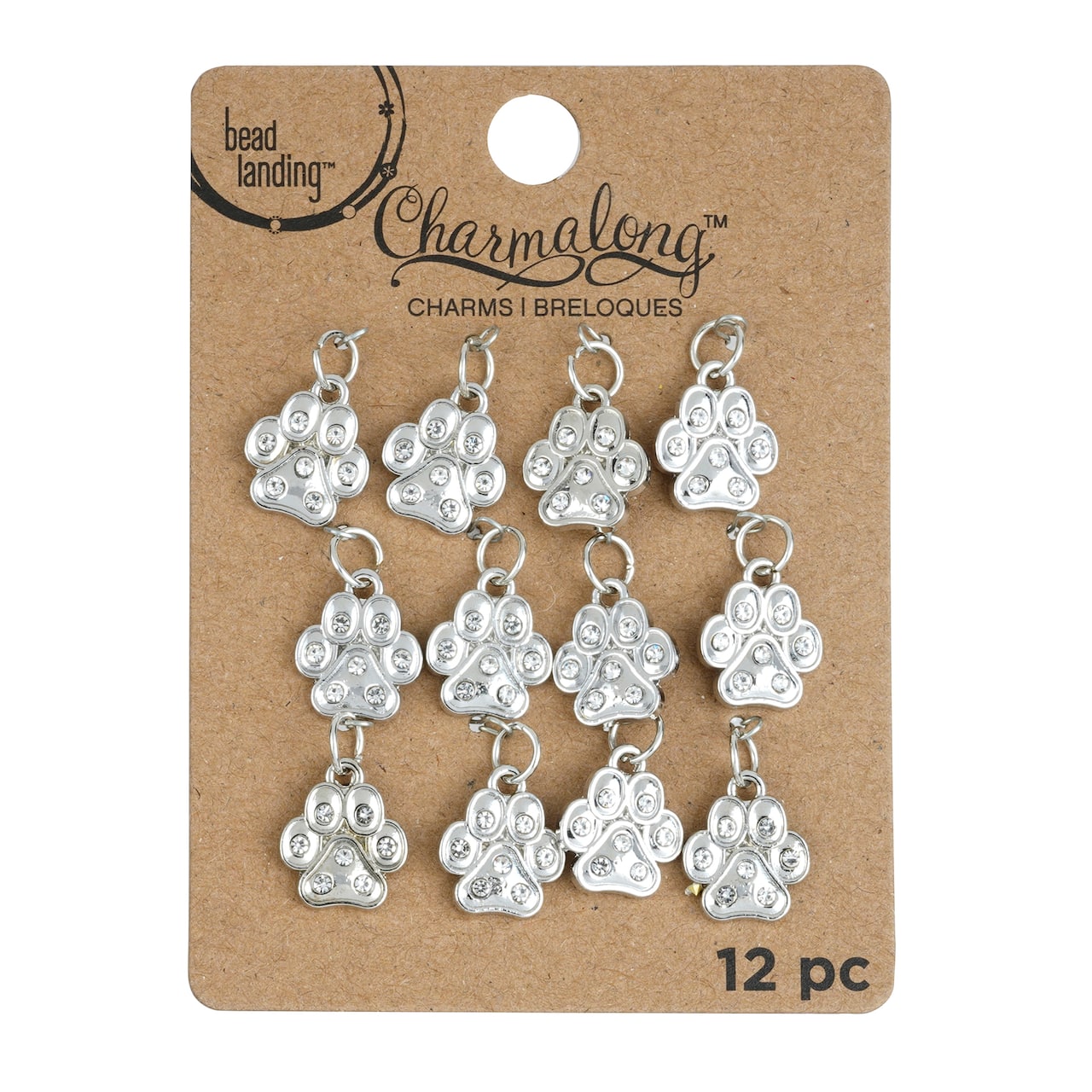 Charmalong&#x2122; Rhodium Paw Charms by Bead Landing&#x2122;